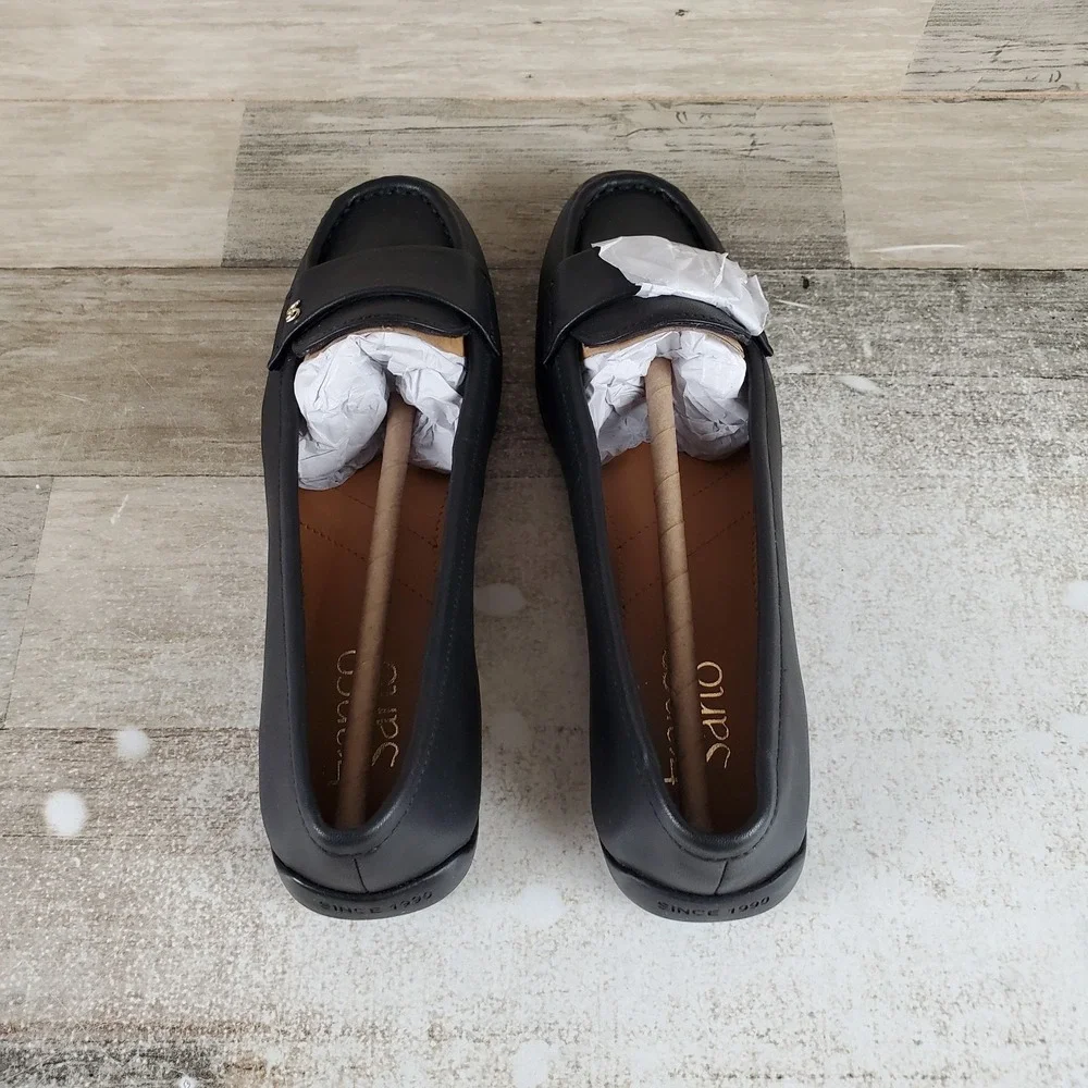 Franco Sarto Faris Womens Flats Sz 6 M Black Leather Round Toe Slip-On Shoes